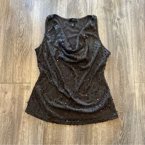 Black Sequin Sleeveless Top